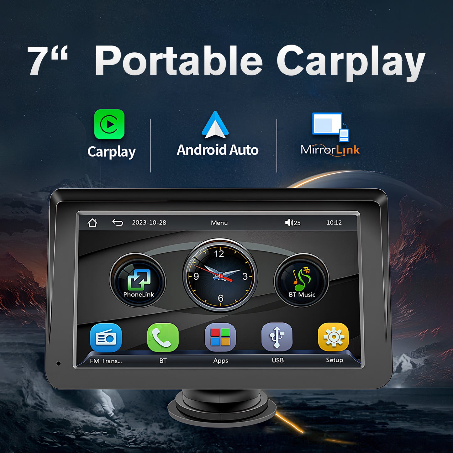 Portable Car Stereo, Wireless CarPlay & Android Audio 7 Inch Touchscreen